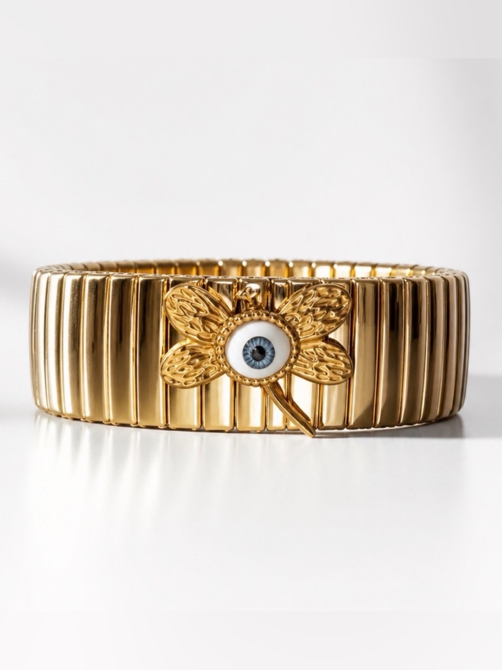 Gold Dragonfly Eyeball Stretch Bracelet